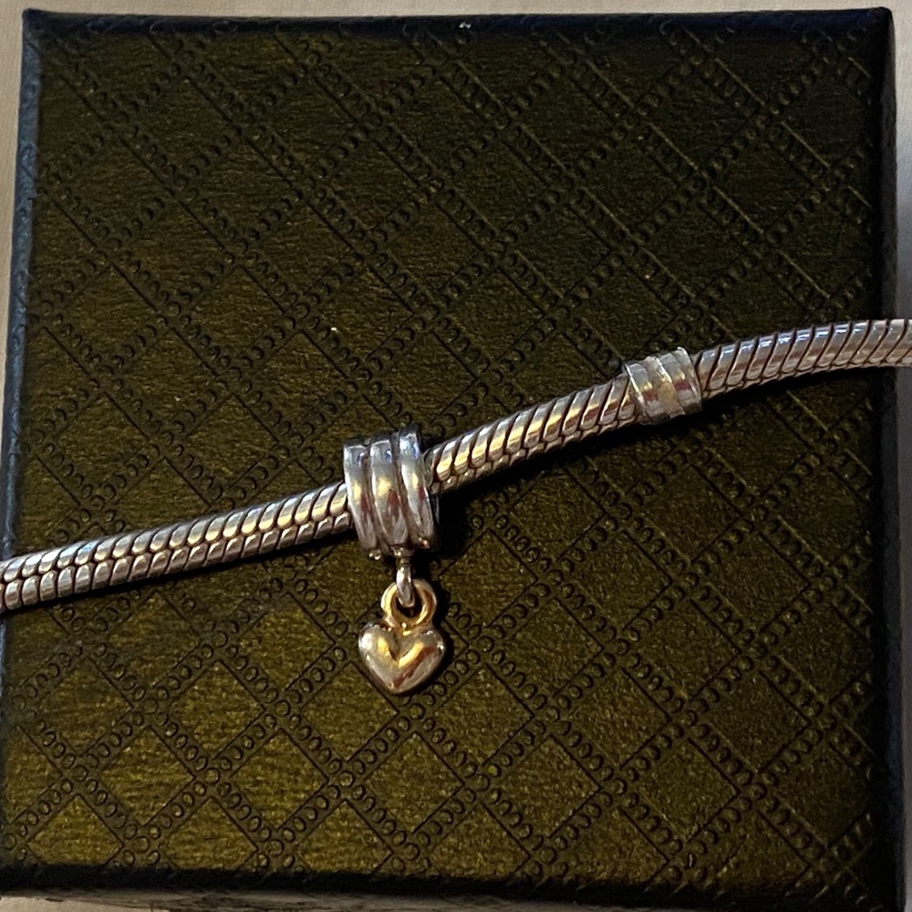 Pandora two tone dangling heart charm